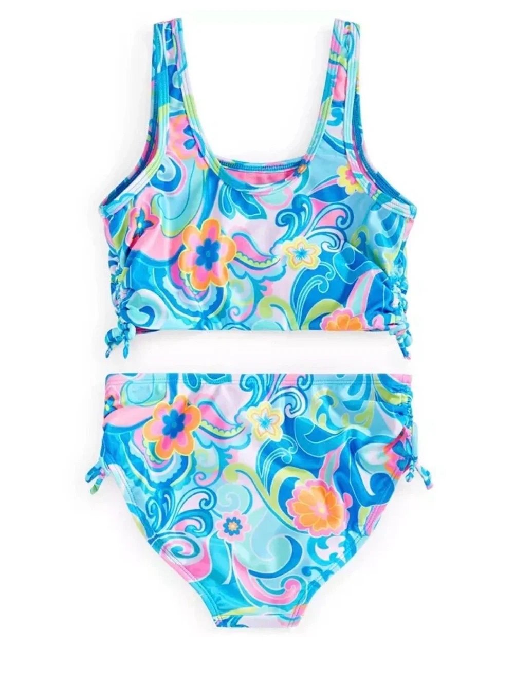 New BREAKING WAVES Girls 2-Pc. Retro Floral Swimsuit Multicolor size 12